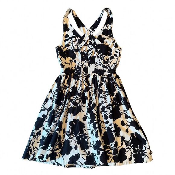 ELLE Black White Floral Fit & Flare Crossback Dress Size 4 769S - Picture 8 of 9